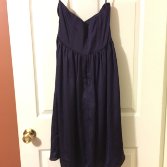 Silk Dark Purple Bridesmaids Dress strapless - Picture 5 of 5